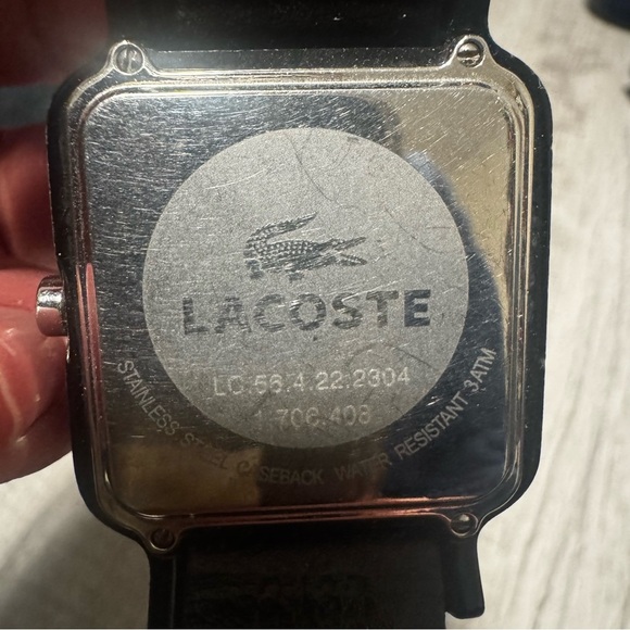 Lacoste LG 56.4.22.2304 Watch With Leather Band Square Face RARE Needs Battery - Picture 9 of 16